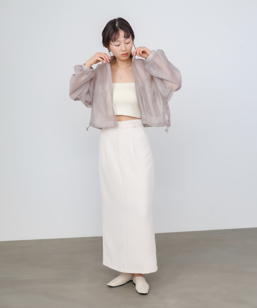 スタンド襟シアーブルゾン