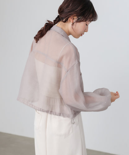 スタンド襟シアーブルゾン