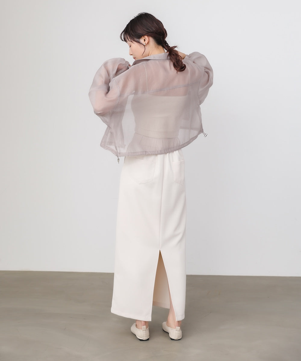 スタンド襟シアーブルゾン