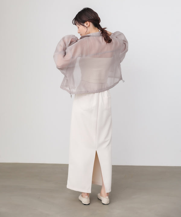 スタンド襟シアーブルゾン