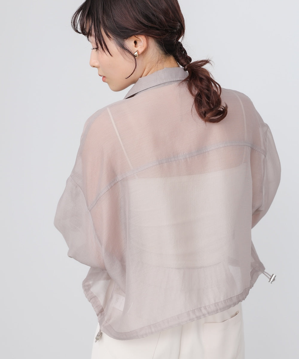 スタンド襟シアーブルゾン