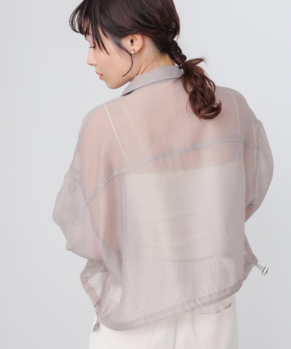 スタンド襟シアーブルゾン