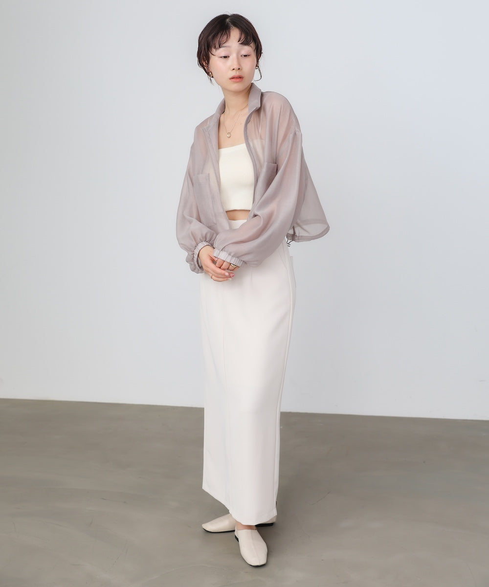 スタンド襟シアーブルゾン