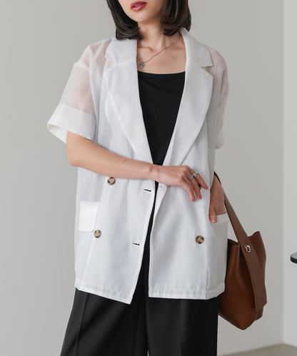 シアー半袖テーラードジャケット