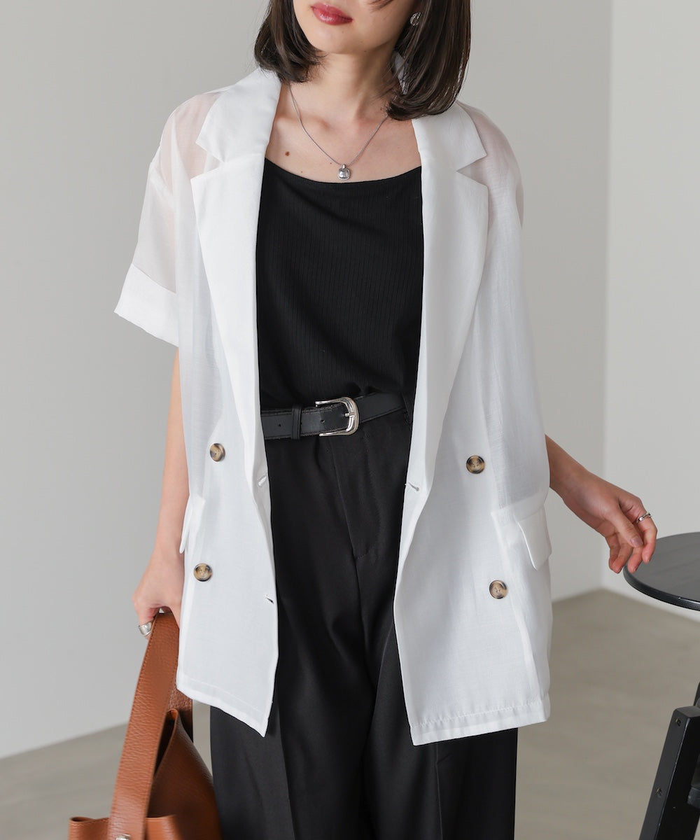 シアー半袖テーラードジャケット