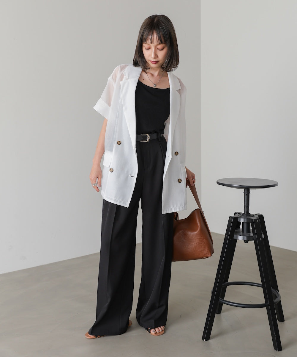 シアー半袖テーラードジャケット