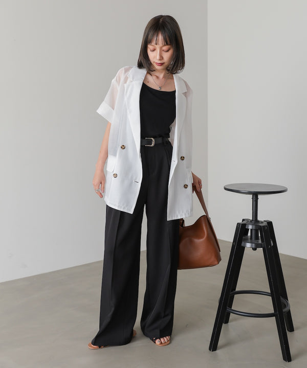 シアー半袖テーラードジャケット