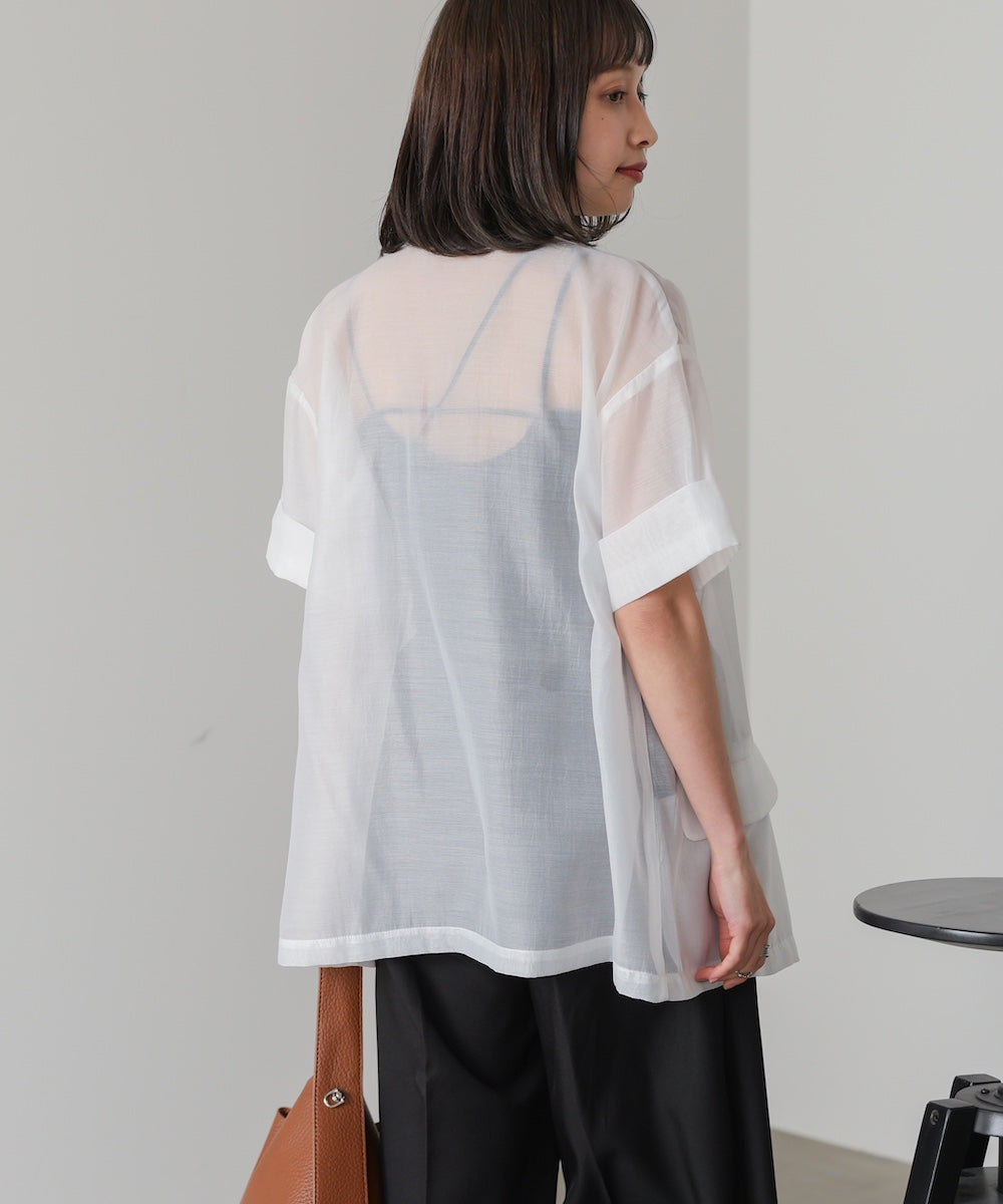 シアー半袖テーラードジャケット