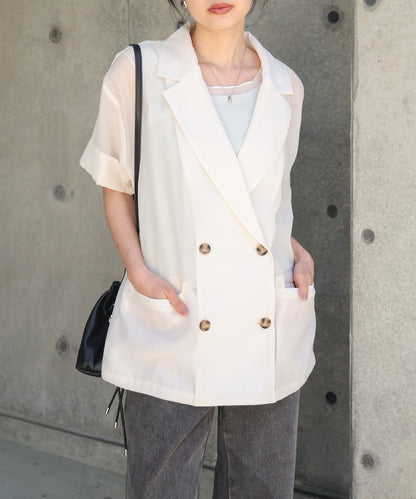 シアー半袖テーラードジャケット