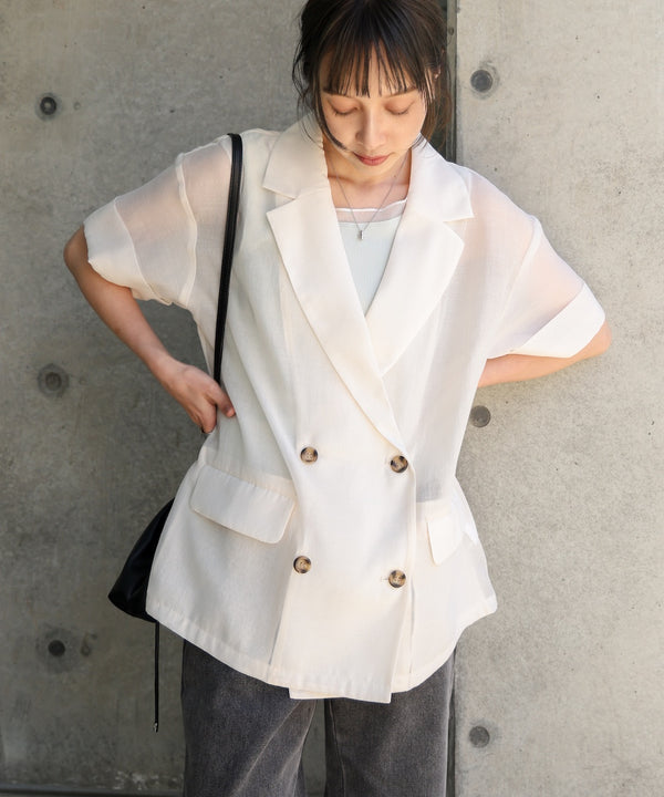 シアー半袖テーラードジャケット