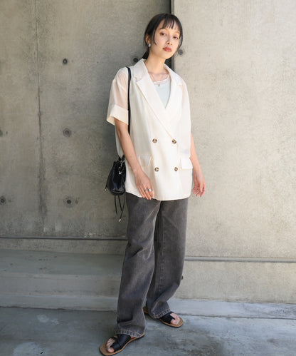 シアー半袖テーラードジャケット