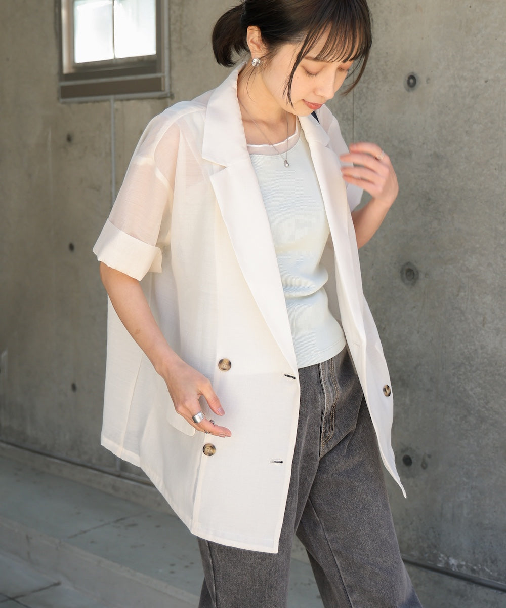 シアー半袖テーラードジャケット