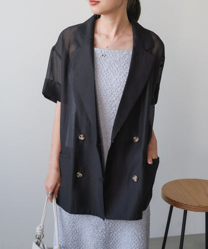 シアー半袖テーラードジャケット