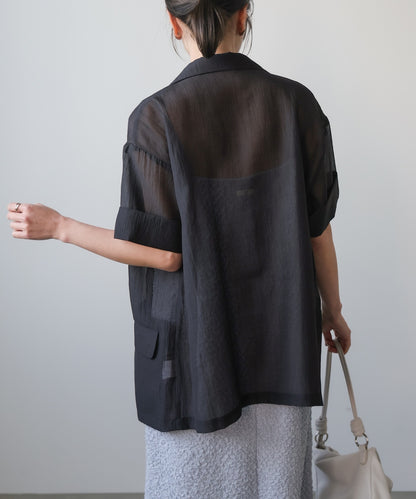 シアー半袖テーラードジャケット