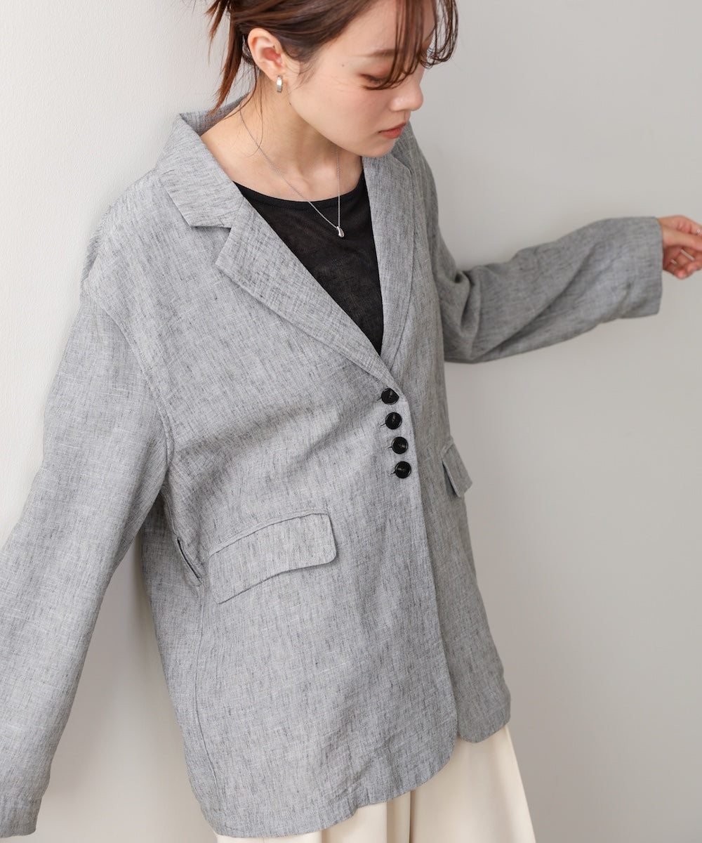 リネンライクジャケット（ベルト付き）