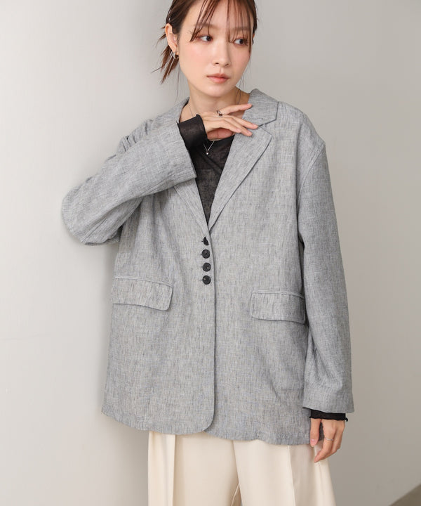 リネンライクジャケット（ベルト付き）