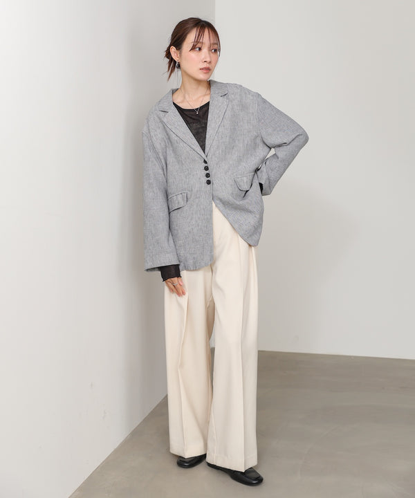 リネンライクジャケット（ベルト付き）