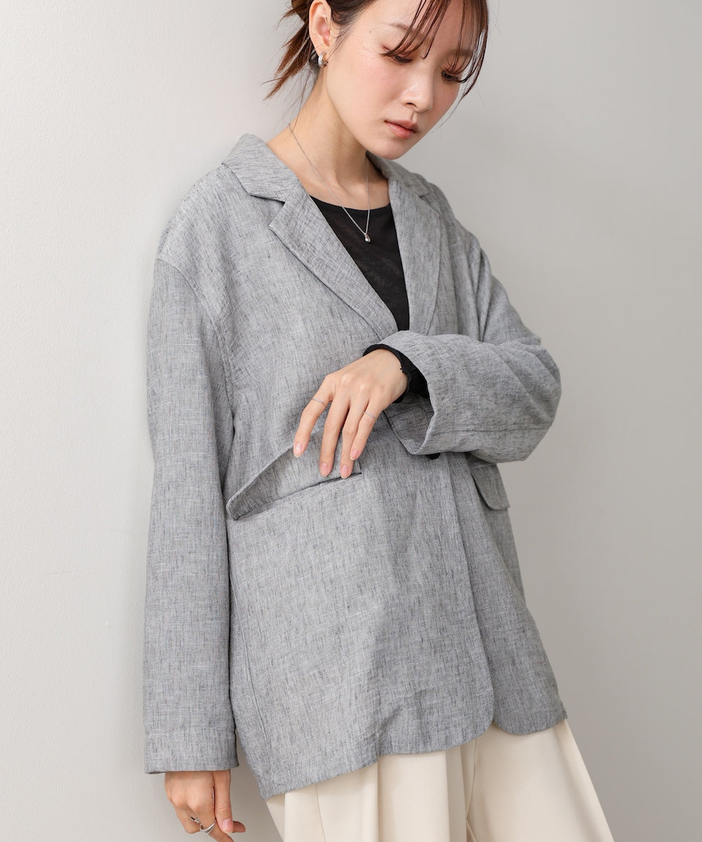 リネンライクジャケット（ベルト付き）