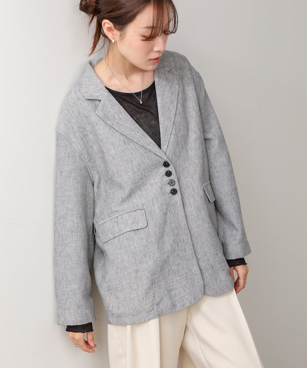 リネンライクジャケット（ベルト付き）