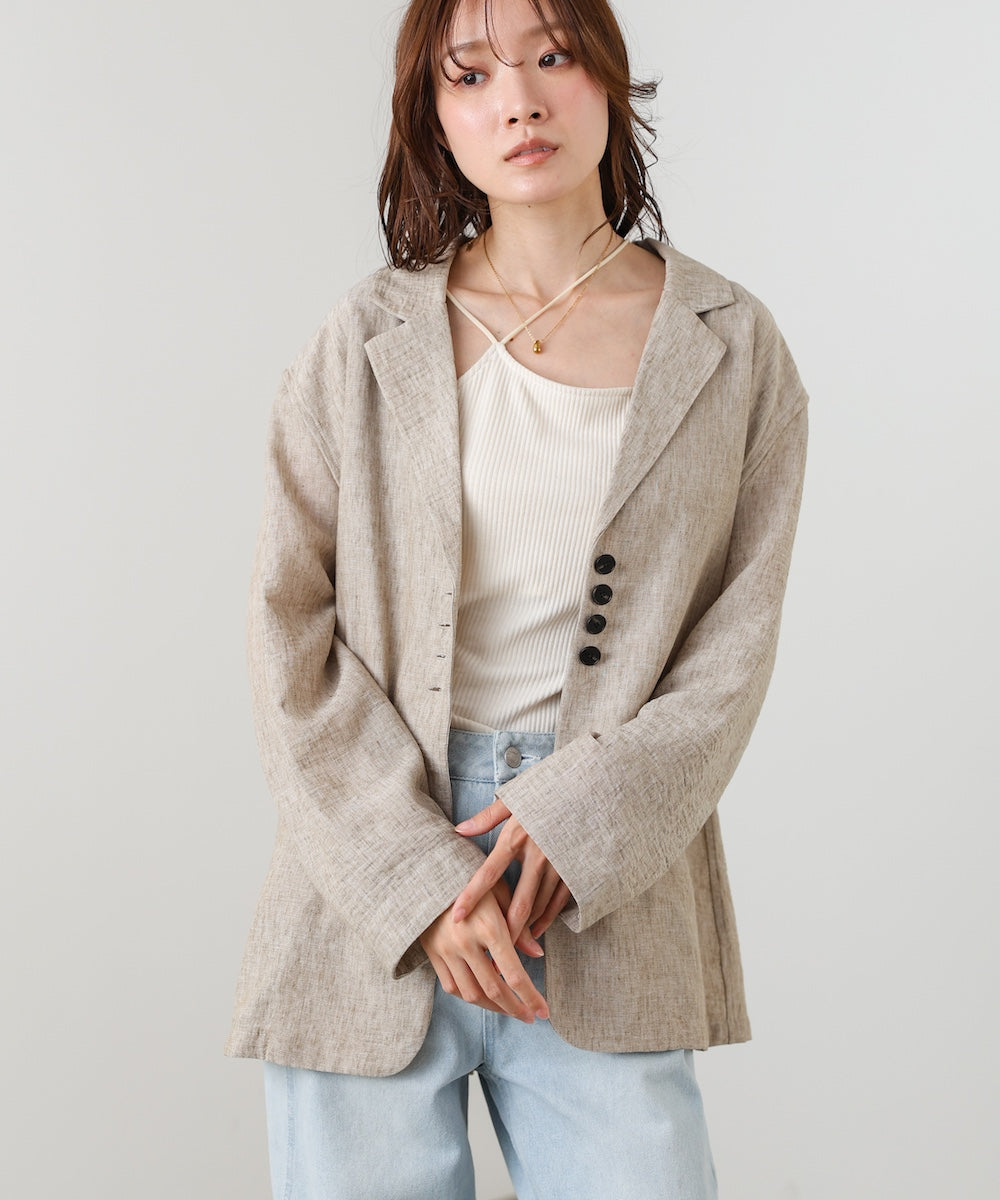 リネンライクジャケット（ベルト付き）