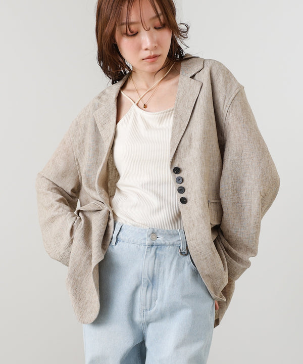 リネンライクジャケット（ベルト付き）