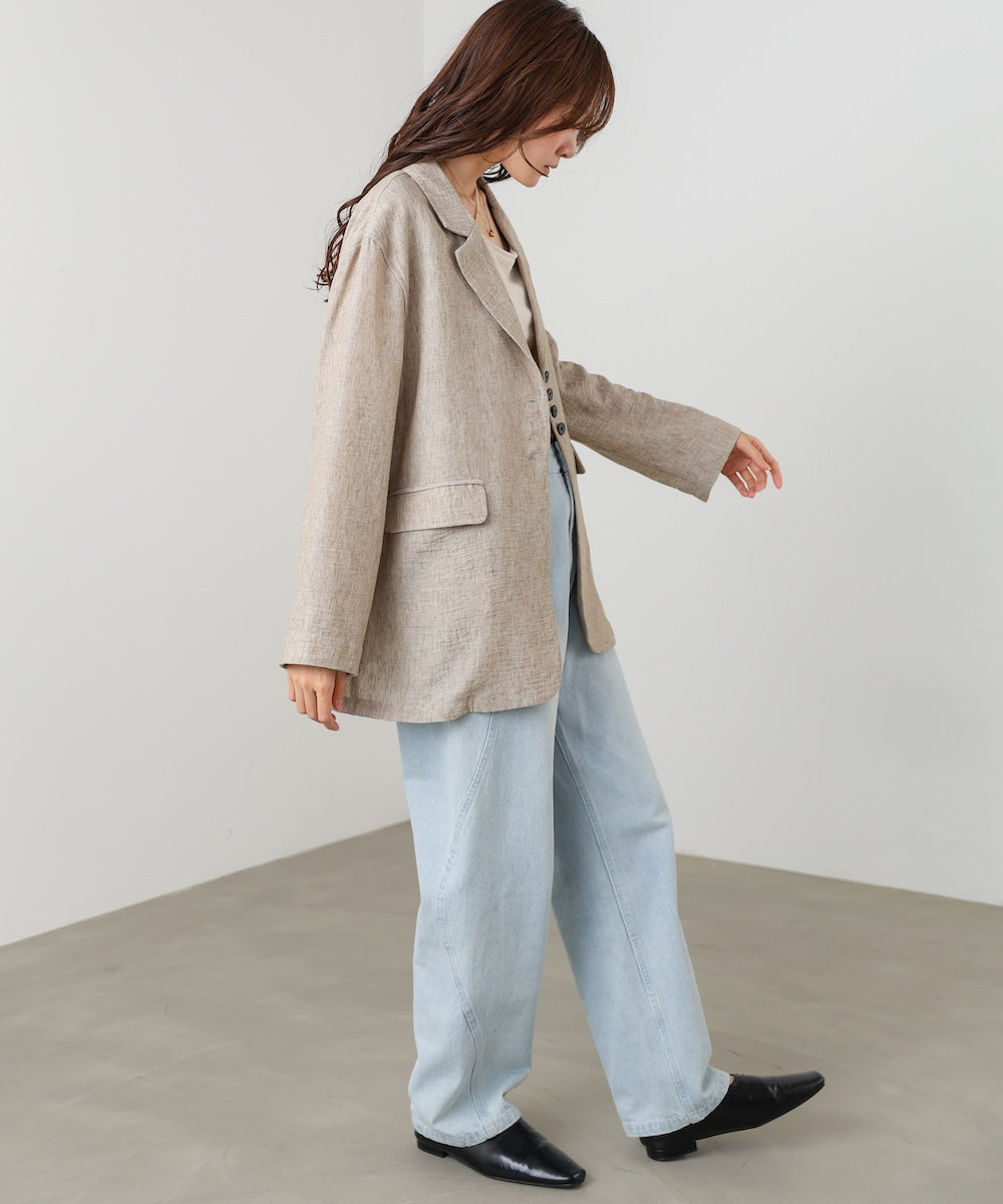 リネンライクジャケット（ベルト付き）
