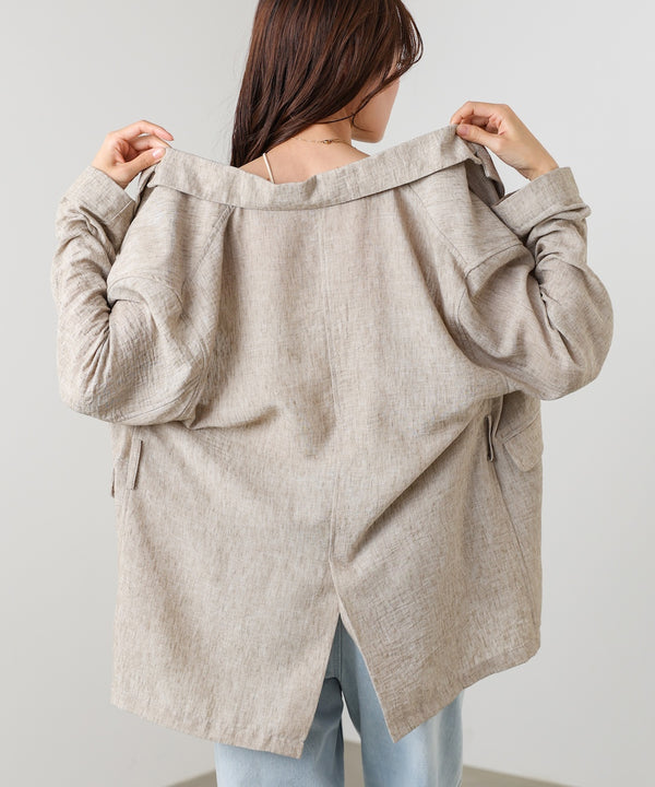 リネンライクジャケット（ベルト付き）