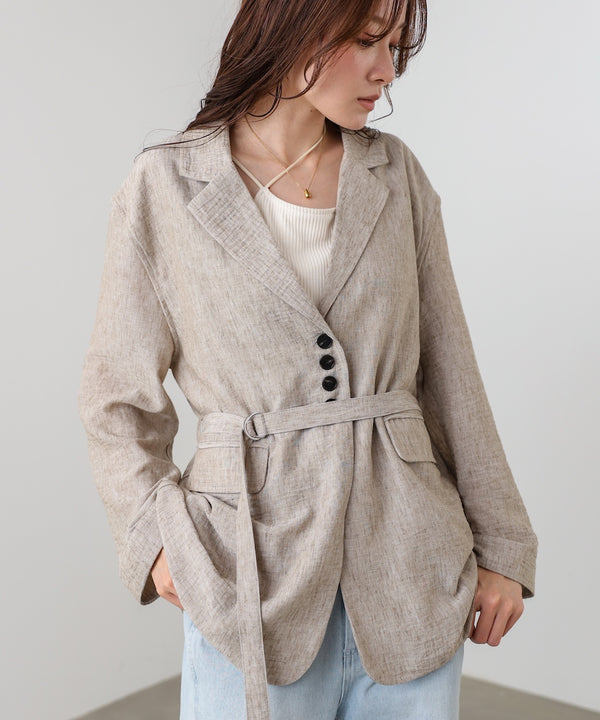 リネンライクジャケット（ベルト付き）