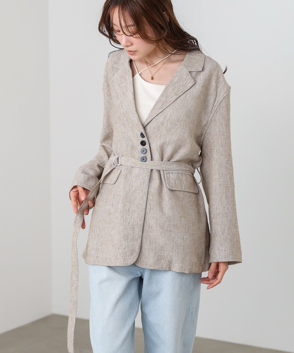 リネンライクジャケット（ベルト付き）