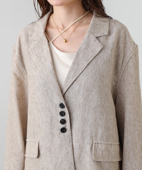 リネンライクジャケット（ベルト付き）