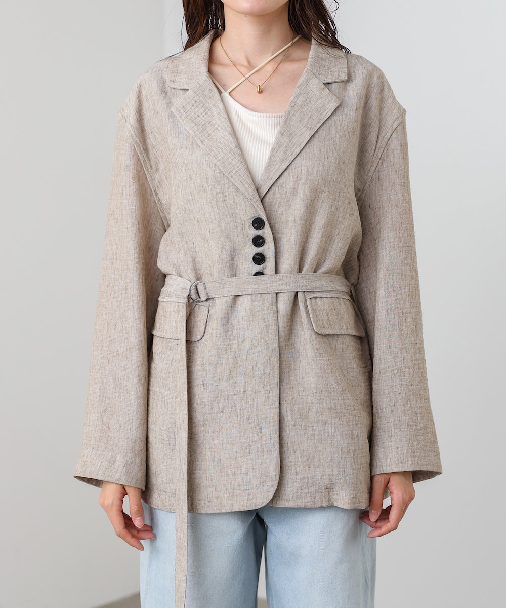 リネンライクジャケット（ベルト付き）