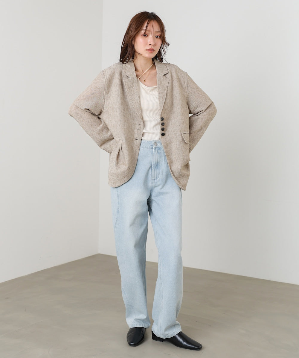リネンライクジャケット（ベルト付き）