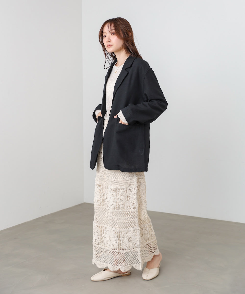 リネンライクジャケット（ベルト付き）