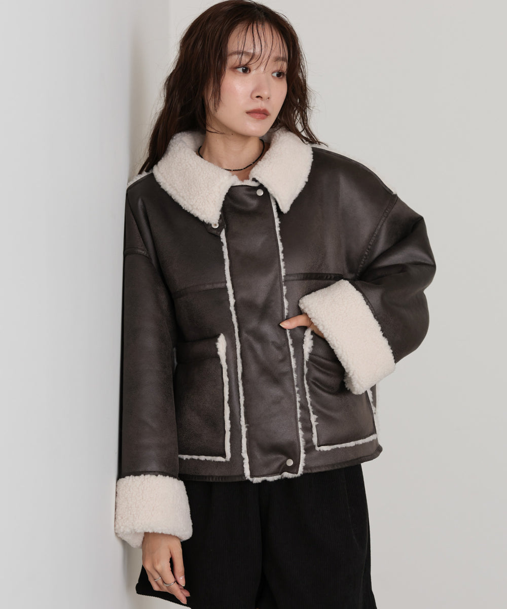 ◆◆発売前◆◆フェイクスエード×ボアボンディングムートンブルゾン[10/6発売]