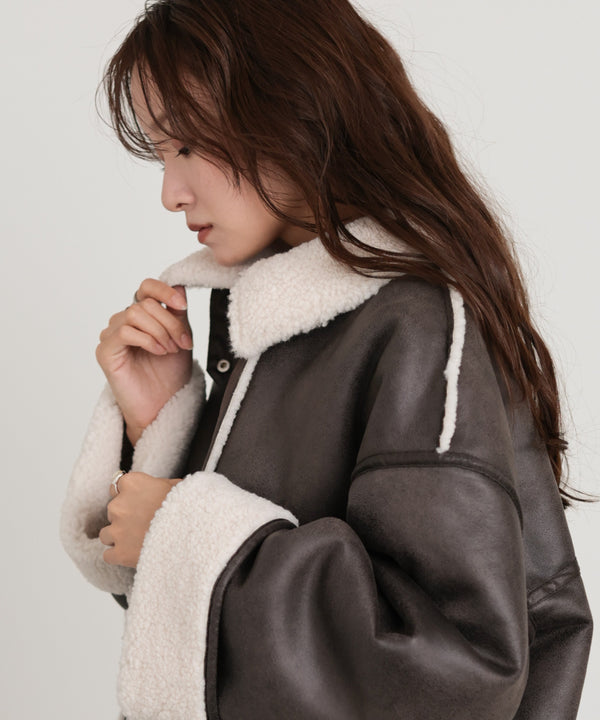 ◆◆発売前◆◆フェイクスエード×ボアボンディングムートンブルゾン[10/6発売]