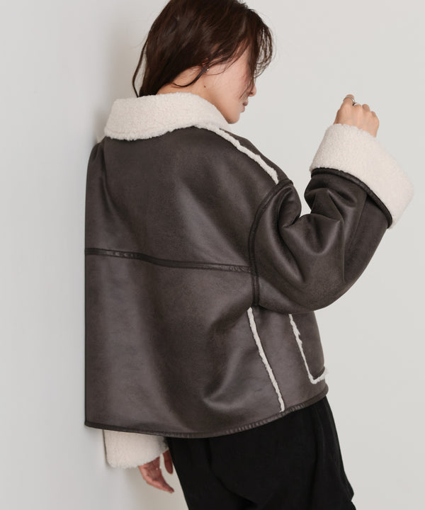 ◆◆発売前◆◆フェイクスエード×ボアボンディングムートンブルゾン[10/6発売]
