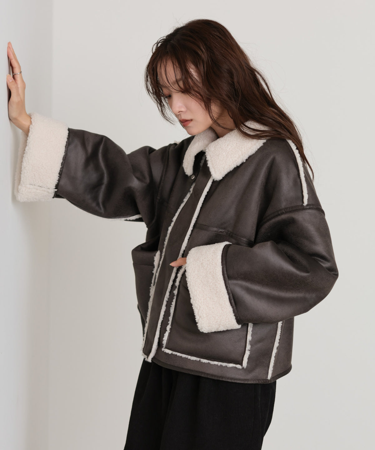 ◆◆発売前◆◆フェイクスエード×ボアボンディングムートンブルゾン[10/6発売]