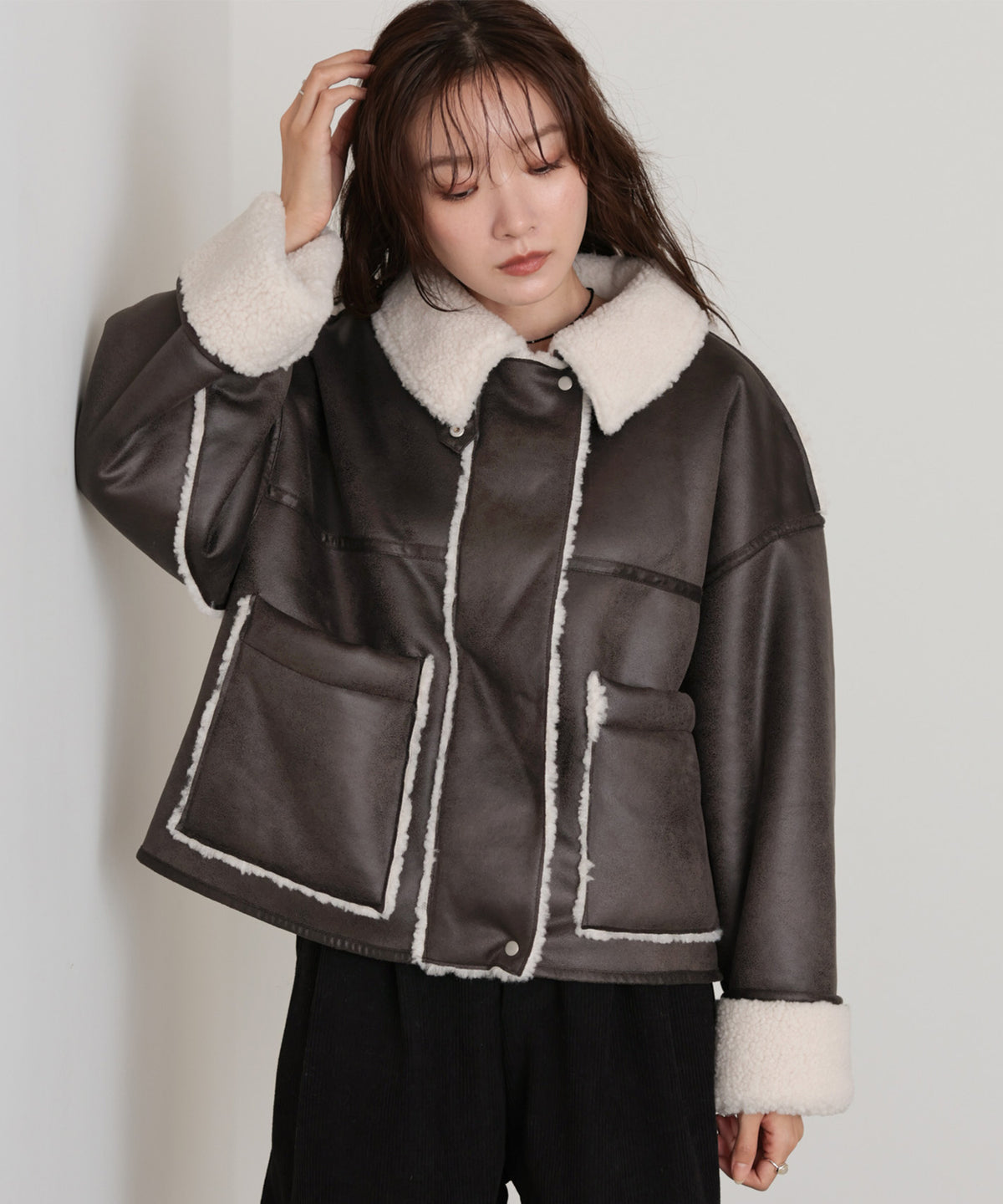 ◆◆発売前◆◆フェイクスエード×ボアボンディングムートンブルゾン[10/6発売]