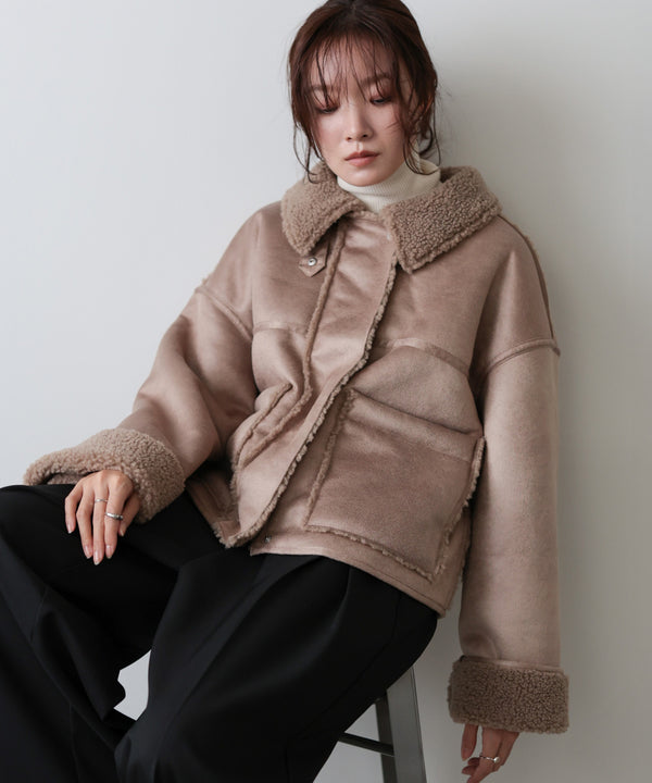 ◆◆発売前◆◆フェイクスエード×ボアボンディングムートンブルゾン[10/6発売]