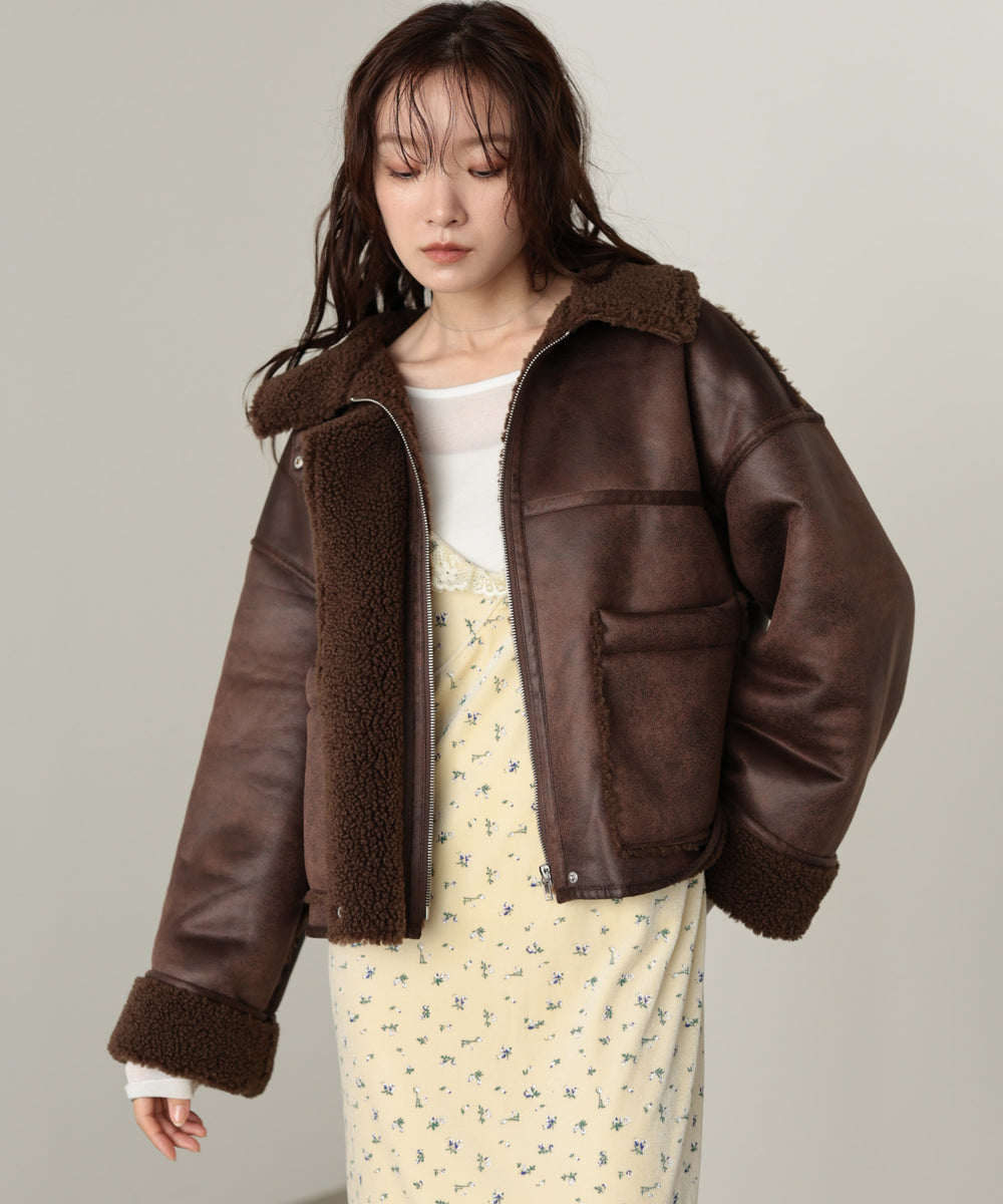 ◆◆発売前◆◆フェイクスエード×ボアボンディングムートンブルゾン[10/6発売]