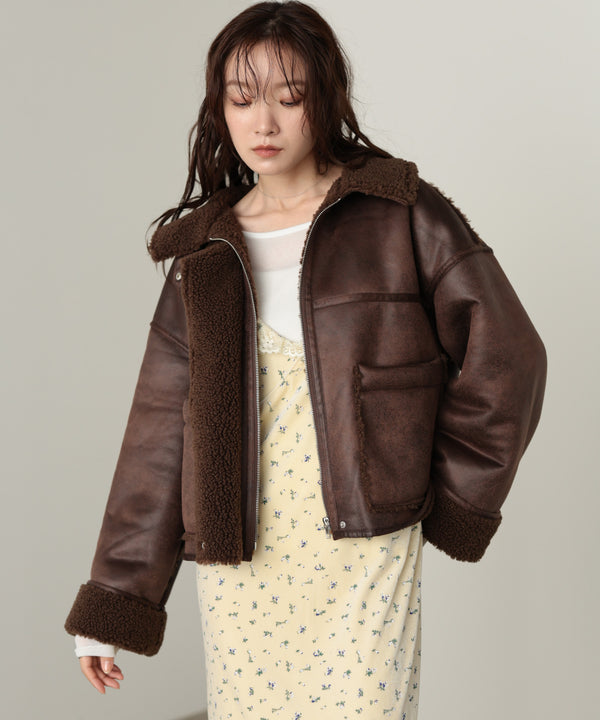 ◆◆発売前◆◆フェイクスエード×ボアボンディングムートンブルゾン[10/6発売]