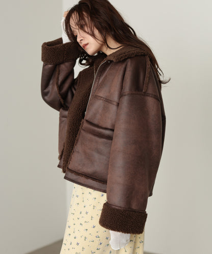 ◆◆発売前◆◆フェイクスエード×ボアボンディングムートンブルゾン[10/6発売]