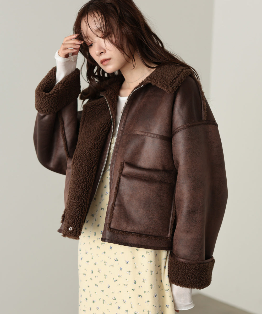 ◆◆発売前◆◆フェイクスエード×ボアボンディングムートンブルゾン[10/6発売]