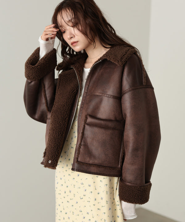 ◆◆発売前◆◆フェイクスエード×ボアボンディングムートンブルゾン[10/6発売]
