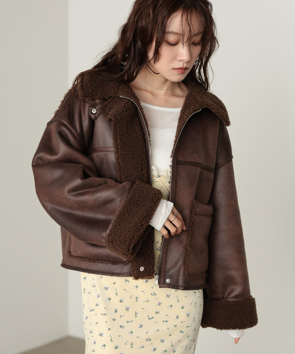 ◆◆発売前◆◆フェイクスエード×ボアボンディングムートンブルゾン[10/6発売]