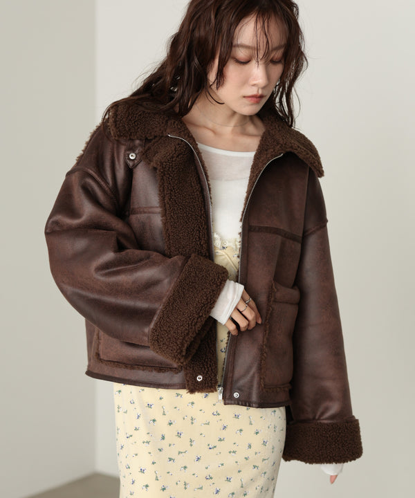 ◆◆発売前◆◆フェイクスエード×ボアボンディングムートンブルゾン[10/6発売]