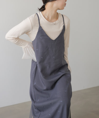 ◆発売前◆【セットアップ対応】刺繍バックリボンキャミワンピース