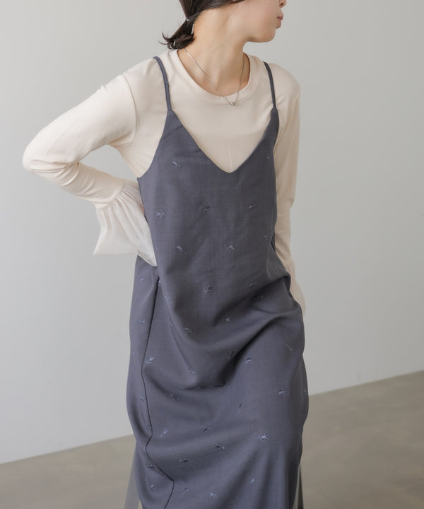 ◆発売前◆【セットアップ対応】刺繍バックリボンキャミワンピース