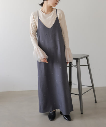 ◆発売前◆【セットアップ対応】刺繍バックリボンキャミワンピース