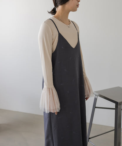◆発売前◆【セットアップ対応】刺繍バックリボンキャミワンピース